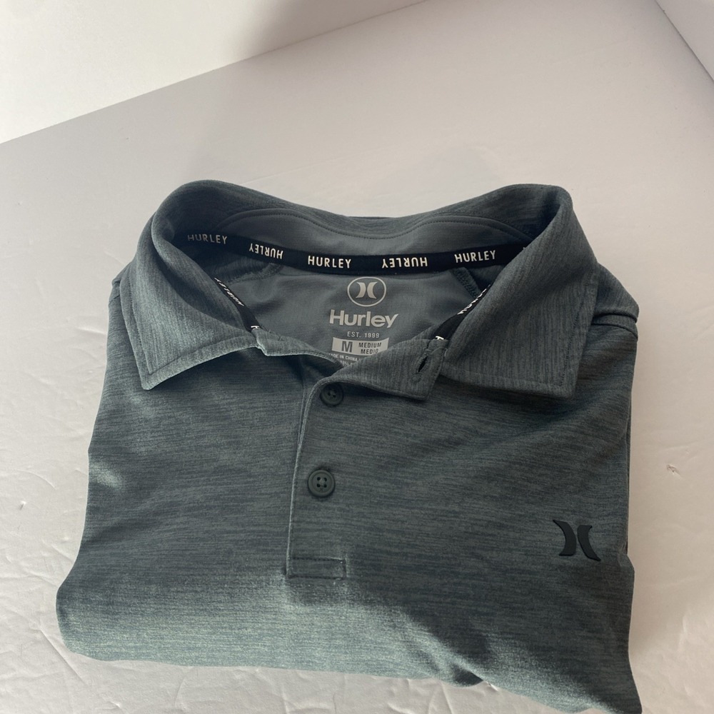 Hurley Mens Polo Shirt Soft Stretch Short Sleeve Green‎ Golf Medium K1